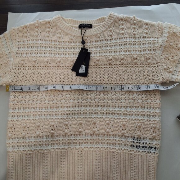 Rag & Bone Womens Lo Pointelle-Knit Wool Blend Sweater Sz L  Natural Minimalist - Picture 10 of 12